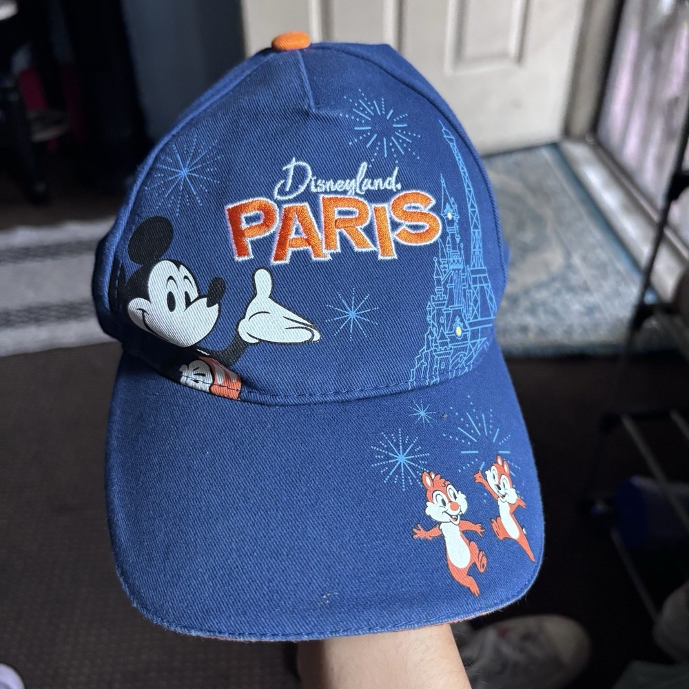 exclusive Disney Paris Baseball Cap Mickey Mouse Chip Dale Castle Blue Orange